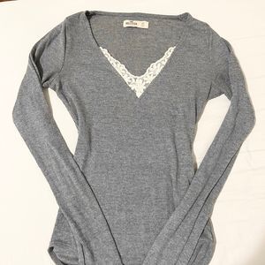 Hollister Lace Trim Ribbed Bodysuit XS